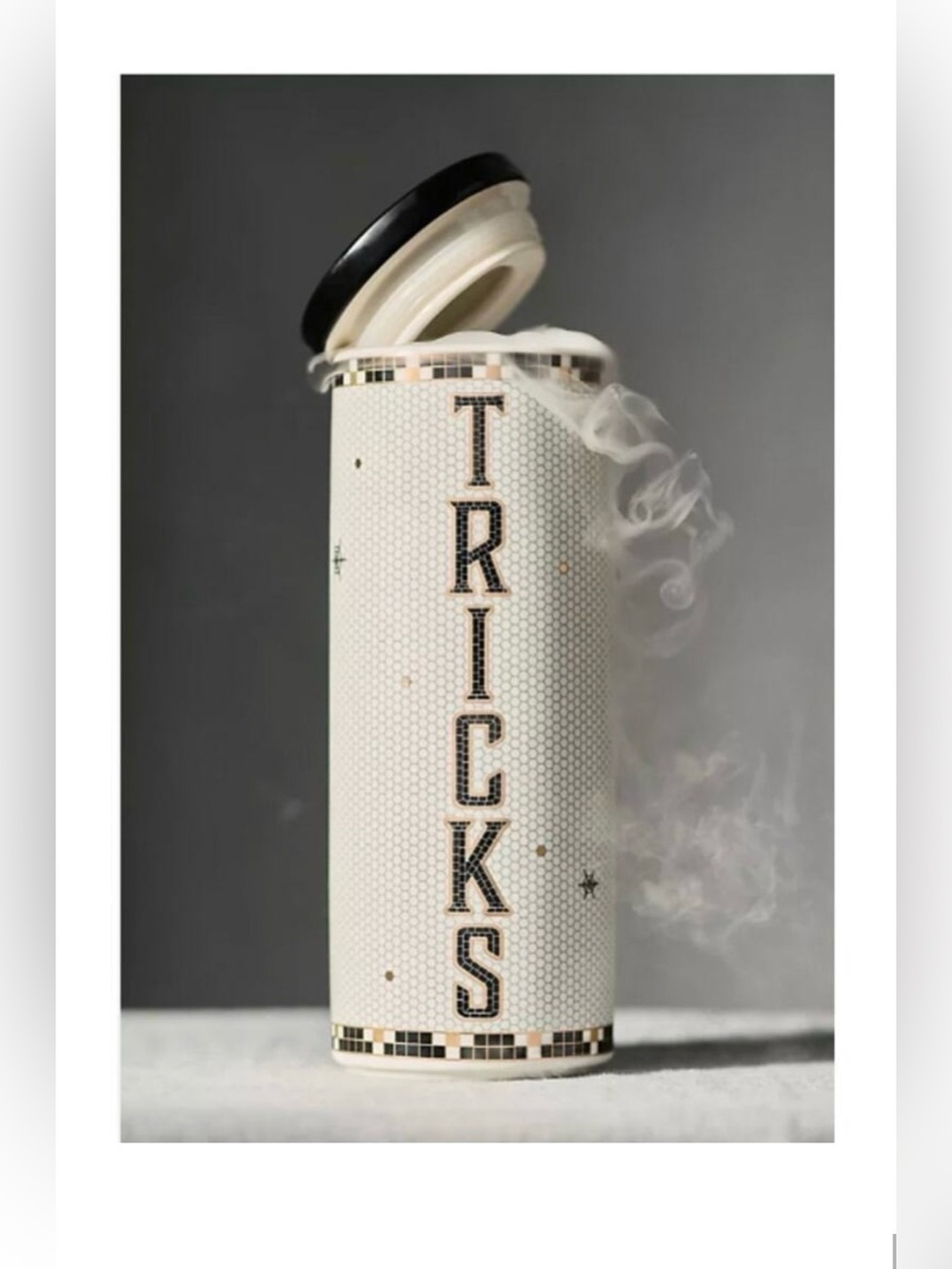 Anthropologie Halloween Bistro Tile Tricks Canister